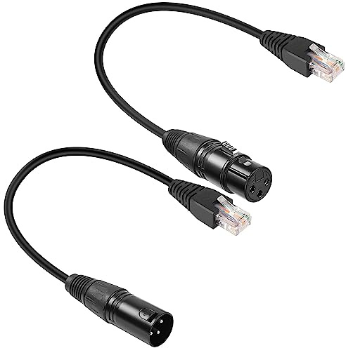 GELRHONR 3pin XLR to RJ45 Male Adapter Cable,XLR Female to RJ45 Network Connector Extension Cable Use Cat5 Ethernet for DMX-CON Controller Series-1.1Ft