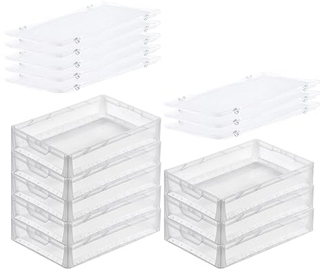 PROREGAL SuperSparSet 8x Transparenter Eurobehälter LightLine mit offenem Griff & Scharnierdeckel | HxBxT 12x40x60cm | 24 Liter | Eurobox Transportbox Transportbehälter Stapelbehälter