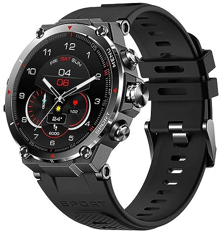 Knauermann GPS 2 (2023) Schwarz- Sportuhr Smartwatch - AMOLED-Display - Puls, Blutsauerstoff, GPS/Galileo-Empfang - BT Bluetooth - Silikonband Schwarz, 14-26