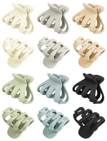 Kavya 12 Stück Haarklammer Klein Octopus Haarspangen Damen Starke Haarklammern Matt 4cm Small Hair Clips Rutschfest Mode Haarspange für Frauen Mädchen Dickes Dünnes Haar (Grün)