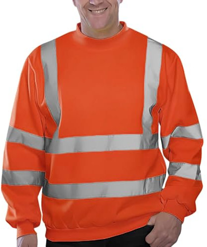Duohropke Giacca da lavoro da uomo, riflettente, con cappuccio, giallo, arancione, verde, nero, protezione di avvertimento, giacca di sicurezza, Colore: arancione., L