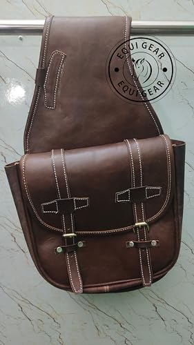 EQUIGEAR Western-Leder-Satteltasche für Pferde | Reitvergnügen Wanderritt geeignet für Reiten und Fassrennen | Satteltasche mit verstellbarem Riemen GRÖSSE: 10X10X3 SA-26