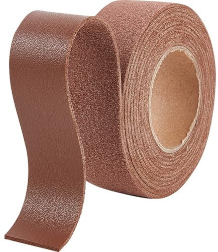 GORGECRAFT 2m x 25mm Flat Leather Cord Litchi Grain Leather Strips 1.7mm Thick Imitation Leather Strap Threads Rope for DIY Crafts Guitar Belt Bracelets Jewelry Making Tooling Workshop, Saddle Brown