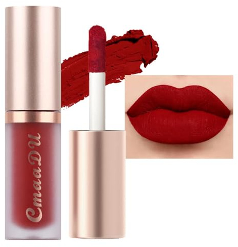 evpct 1Pcs Ruby Brick Red Matte Liquid Lipstick Lip Gloss Glossy Set for Black Women 24 Hour Silky Velvet Lipstick labiales matte larga duracion mate 24 horas originales 08#
