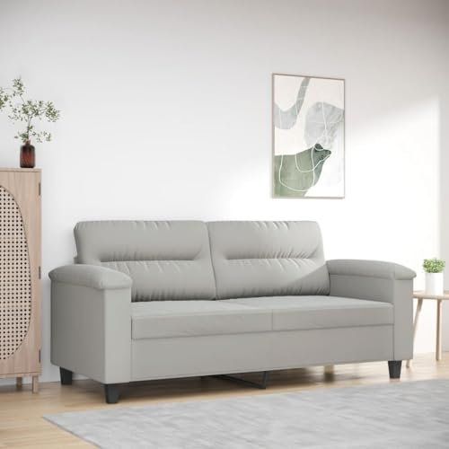 Homgoday 2-Sitzer-Sofa Loungesofa Sofa Couch Doppelsofa Moderne Relaxsofa Relaxcouch Loveseat Gästesofa Sitzmöbel für Wohnzimmer Schlafzimmer Büro Hellgrau 140 cm Mikrofasergewebe
