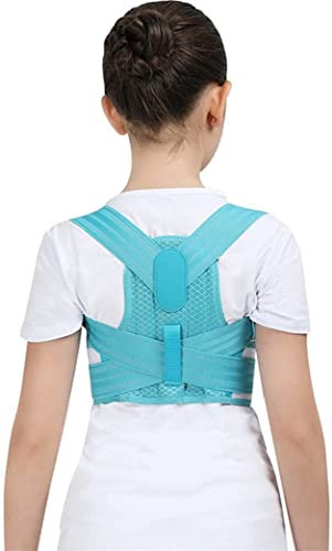 GLJTUO Haltungskorrektur, Verstellbare Rückenstütze Für Kinder, Stützgürtel Für Den Oberen Rücken, Orthopädisches Korsett, Lendenwirbelstütze, Zur Vorbeugung Einer Buckelrückenhal,Blue-Small