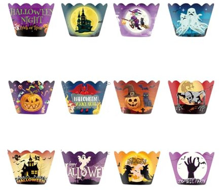 LOVIVER 12x pirottini per cupcake, pirottini per muffin, pirottini per caramelle di Halloween, decorativi per la cottura di pirottini per cupcake, pirottini, Style a