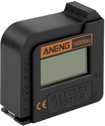AXFEE Digital Battery Checker, Multi Purpose Tester with Volt Display, Household Battery Capacity Level Tester for AA, AAA, C, D, N, 18650, 16340, 1.2~4.8V, 9V Batteries