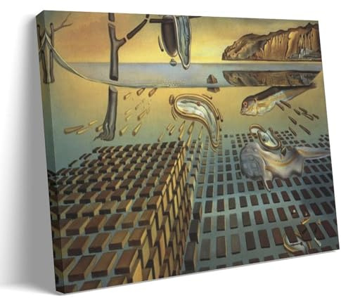 YiQuSoft Salvador Dalí Poster auf Leinwand, Motiv: Der Zerfall der Beständigkeit der Erinnerung, dekoratives Schlafzimmer, modernes Zuhause, Kunstwerk, Rahmen-Stil, 50 x 75 cm