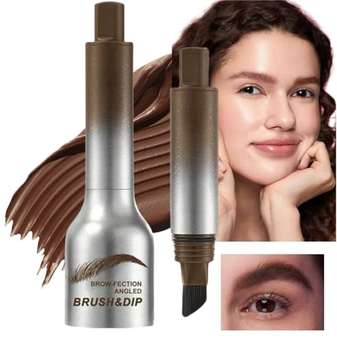 Liftique Instant Brow Brush - Angled Brow Brush & Dip, Liquid Eyebrow Pen, Dark Brown Eyebrow Pomade & Gel