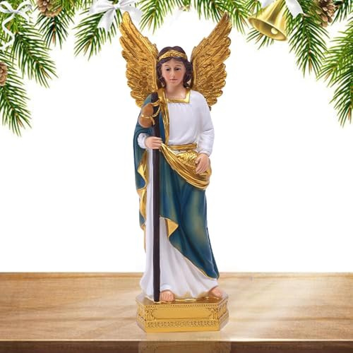 Erzengel Raphael Statue aus Kunstharz – Schutzengel-Figuren, Engel-Regaldekoration, Innen-Harz-Erzengel, Heiliger Raphael, Tischdekoration, katholische Kirche, Heiliger Rafael der Erzengel Figur für