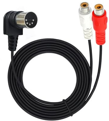 ELNONE 90 Degree RCA Plug to 5Pin Adapter Cable，Professional 5-Pin Din Male to 2-RCA Female Plug Audio Cable for Bang & Olufsen, Naim, Quad, Stereo Systems (1.5M/5FT)