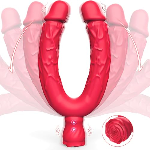 Double Dildo Sex Toys - G-spot Vibrator Double Sided Ended Lesbian Sex Toys for Couple with 10 Vibrating Modes, Long Realistic Strapless Dildo for Anal Pegging Play, Adult Toys for Women Gay