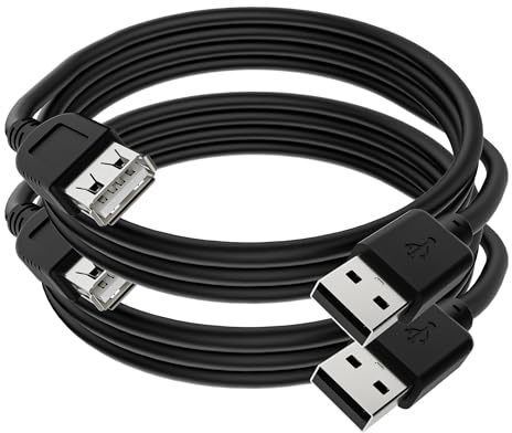 Mygatti USB 2.0 Verlängerungskabel 0.5m/2 Stück,kurzer 50cm Schwarz USB 2.0 Typ A Stecker auf Buchse Verlängerungskabeladapter,kompatibel mit Tastatur,Maus,Flash-Laufwerk,Festplatte und mehr