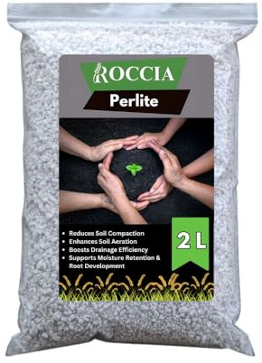Roccia Perlite for Plants – Perlite for Plants, 2-5mm Particle Size, Indoor Potting Mix Additive, Enhances Aeration, Supports Rooting (2-Litre)