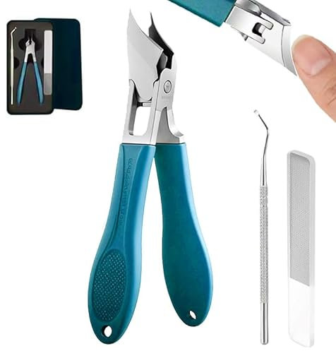 Set de Coupe-Ongles Professionnel en Acier Inoxydable, Pince Pour Mains et Pieds, Podologie avec Lime pour Ongles Épais Orteils (Bleu)