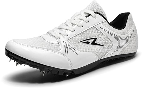 sekiueo Herren Leichtathletikschuhe Sprint Spikes Sneakers Leichte Laufschuhe Rennschuhe Für Kinder,Weiß,43 EU
