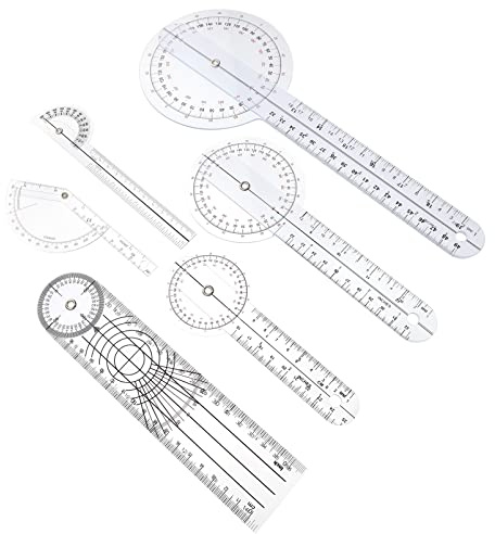 CTIRCHIU Set 6 Pezzi Goniometri Medici in Plastica, Righello Angolare Rotante Per Misurazione Ampiezza Movimento Articolazioni, Strumento Ortopedico Per Fisioterapia e Analisi Spinale