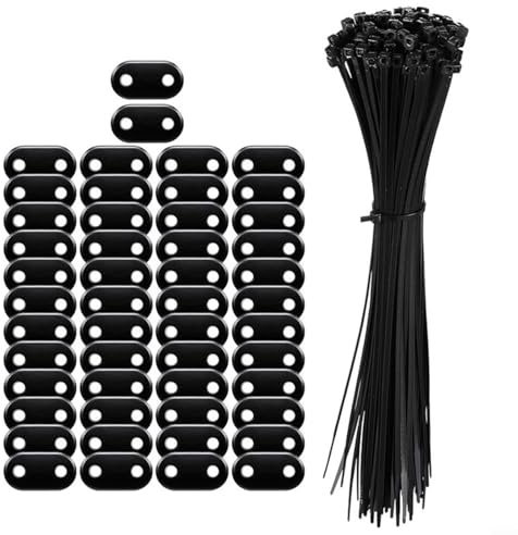 50/100 Stück Sichtschutz-Befestigungsclips Set, schwarzes PVC, wetterfeste Befestigungen für Balkon/Garten/Terrasse, UV-beständige Sichtschutzmatten-Clips mit Kabelbindern, 33 x 17 x 4 mm (50 Stück)