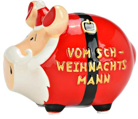 KCG Sparschwein Vom Sch-Weihnachtsmann aus Keramik - Spardose Weihnachten, Sparbüchse Geldgeschenk, Geldbüchse, Weihnachtsgeld