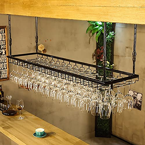 Portabottiglie e portabicchieri Nero da Appendere al soffitto per la Decorazione della casa.