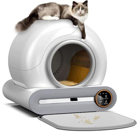 Katzenklo Selbstreinigend,Selbstreinigende Katzentoilette,Elektrisch Cat Litter Box,mit APP Elektrisches Katzenklo Geschlossen für Große Katzen,XXL-Größe,Geruchsisolierung und APP-Steuerung mit Matte
