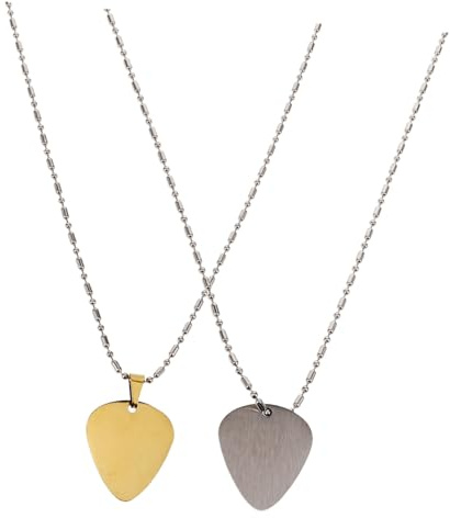 WHAMVOX 2 Stück Edelstahl Gitarren pick Anhänger Halskette Leicht Langlebig Modisch für Musiker und Gitarristen Ketten Gold