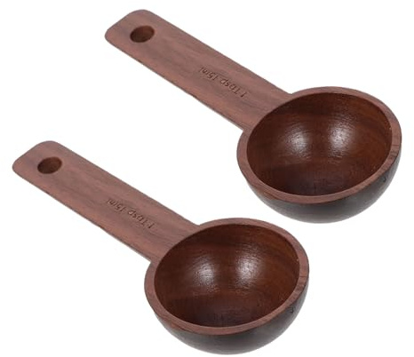FUNNETOYU Cuillère Doseuse à Café en Bois 15ml, Lot de 2 Cuillères à Mesurer Compactes et Portables pour Grains de Café et Ingrédients de Cuisson, Bureau et Voyage