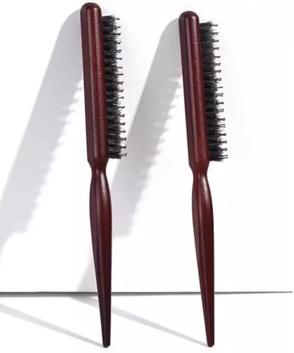 2 Pcs Teasing Boar Bristle Hair Brush for Women Rat Tail Comb with Pick Fine Tooth Hair Brush for Edge Control Backcombing Slick Back Smoothing and Styling Brush Adds Volume Reduces Frizz