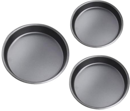 Toyvian 3 piezas Bandejas para Pizza de Acero al Carbono Molde Redondo Antiadherente para Horno Doméstico Bandejas de Cocina Resistentes y Fáciles de Limpiar para Hornear Pizza