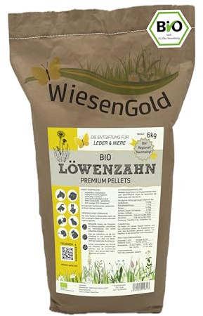 Löwenzahn Bio, Unterstützung bei Hufrehe, WiesenGold® Bio Löwenzahn Pellets (6kg) – natürliche Kräuter zur Unterstützung von Leber, Niere & Stoffwechsel bei Pferden und Tieren