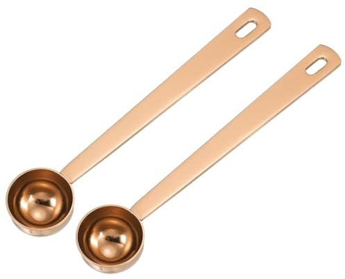 QUARKZMAN 2 Cucharillas Medidoras De 5ml Con Mango Largo Para Café Molido Té Azúcar Cocina Repostería Color Oro Rosa