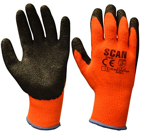 Scan Gloksther Thermo-Handschuhe, gestrickter Stoff, Orange/Schwarz