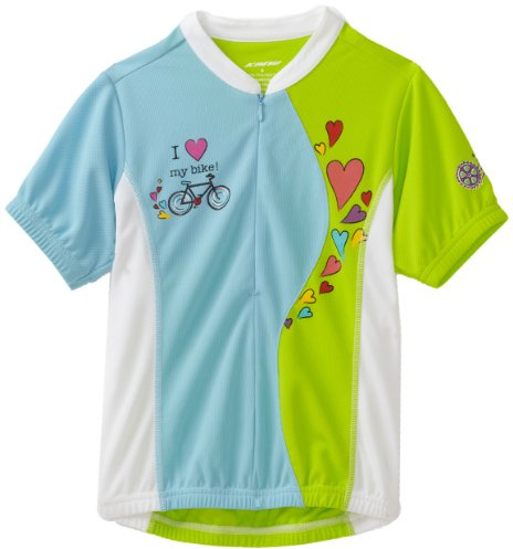 Kanu Bike Girl's Kool Kitten Cycling Jersey (Blue, Large)