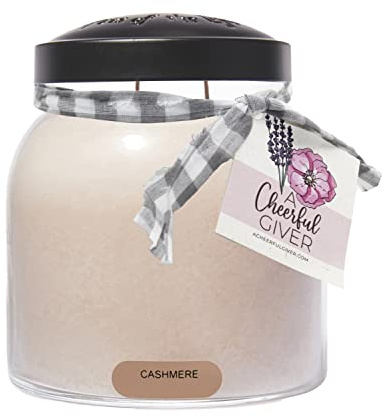 A Cheerful Giver — Cashmere - 34oz Papa Scented Candle Jar with Lid - Keepers of the Light - 155 Hours of Burn Time, Gift Candle, Brown