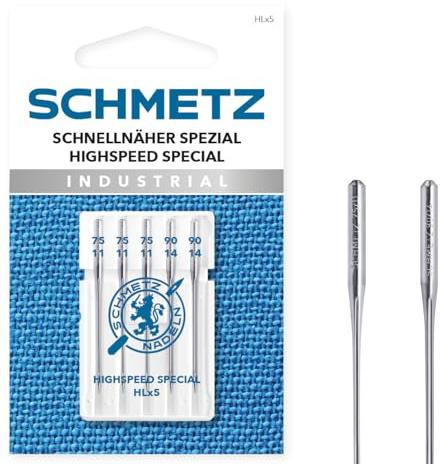 SCHMETZ | Schnellnäher Spezial | 75/11-90/14 | 5 Nähmaschinennadeln | HLx5 | nur für bestimmte Haushaltsschnellnäher