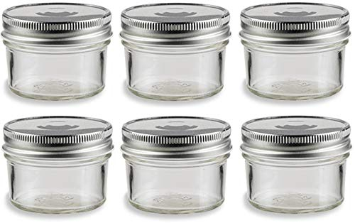 Nakpunar 6 pcs, 4 oz Mason Glass Jars with Silver Lids