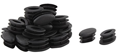 sourcing map 30 STK Pfostenkappe Lamellenstopfen Möbel Tisch Stuhl Kunststoff Ovale Design Rohrstopfen Schwarz 15 x 30mm de