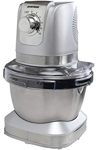 Syntrox Germany KM-600W Küchenmaschine Knetmaschine Mixer, Edelstahl-Behälter, 4 Liter, silber