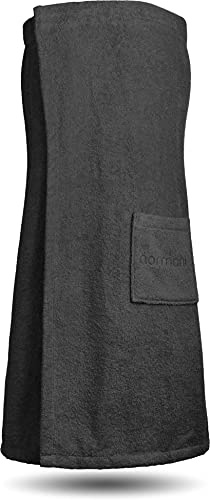 normani Saunakilt Saunatuch für Damen 100% Bio Baumwolle mit praktischem Schnellverschluss Oeko-Tex® 100 Schwarz OneSize
