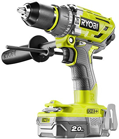 Ryobi Akku-Schlagbohrschrauber (18 V, Schlagbohrfunktion, mit 2x Akku 2,0 Ah, Schnellspannbohrfutter) R18PD7-220B