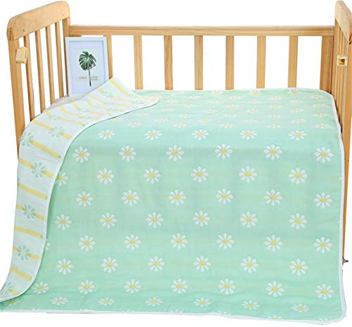 Hayisugar Babydecke Musselin Swaddle Pucktücher 6 Schichten Puckdecken 110x120 cm Kuscheldecke 100% Baumwolle | Erstlingsdecke, Pucktuch Kinderdecke für Mädchen Junge, Grün blumen