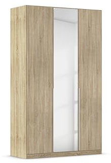 Rauch Möbel Alabama, Kleiderschrank, Farbe Eiche Sonoma, Breite 136 cm | Schrank, 3-türig, mit Spiegel, Zubehör Premium, für Schlafzimmer, Kinderzimmer, Gästezimmer, Homeoffice, Garderobe, Flur