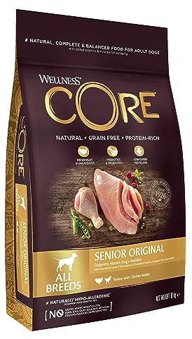Wellness CORE Senior Original, Pute & Huhn, 10 kg, Hundefutter trocken für alternde Hunde ab 7 Jahren, ohne Zuckerzusatz, getreidefrei, mit hohem Fleischanteil
