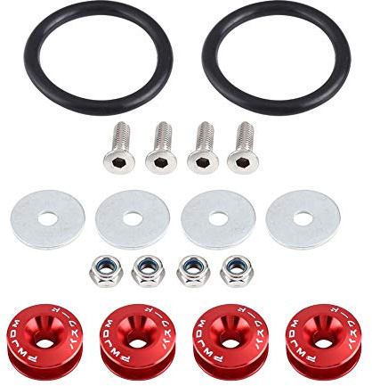car bumper clips car bumper clips Kit di fissaggio per paraurti per auto, rondella per paraurti in lega di alluminio/kit di fissaggio vano motore per bulloni Chiusura rapida(Red) adatto per mk4 ada