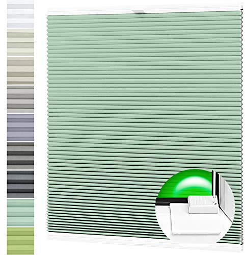 Wabenplissee Verdunklung Thermo Plissee Kleben Ohne Bohren Minzegrün Rückseite Weiß 65x80 cm