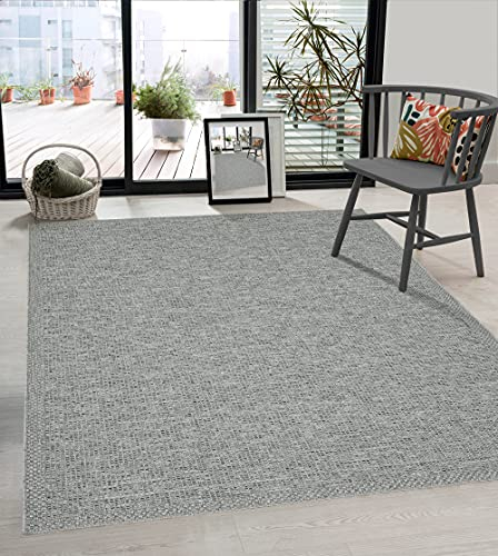the carpet Calgary - moderner Teppich für Wohnzimmer & Esszimmer, Robustes, pflegeleichtes Flachgewebe im Vintage-Boho-Stil, ideal für Küche, Flur & Schlafzimmer, Grau, 160 x 220 cm