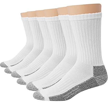 Hanes mens X-temp Lightweight Liner Socks, 6-pair Pack Work Sock, White, 12-14 Big Tall US