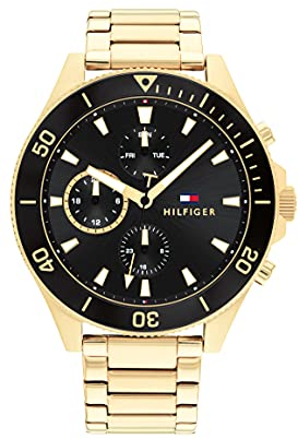 Tommy Hilfiger Multi Zifferblatt Quarz Uhr für Herren mit Goldfarben Edelstahlarmband - 1791919
