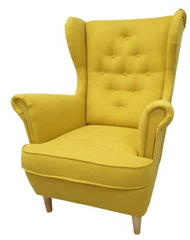 MartHome Einzelsofa Loungesessel Wohnzimmersessel, Stoffsessel - Relax Sessel TV Ohrensessel, Bequemer Loungesessel Wohnzimmer - Skandinavischer Sessel (Gelb A12)